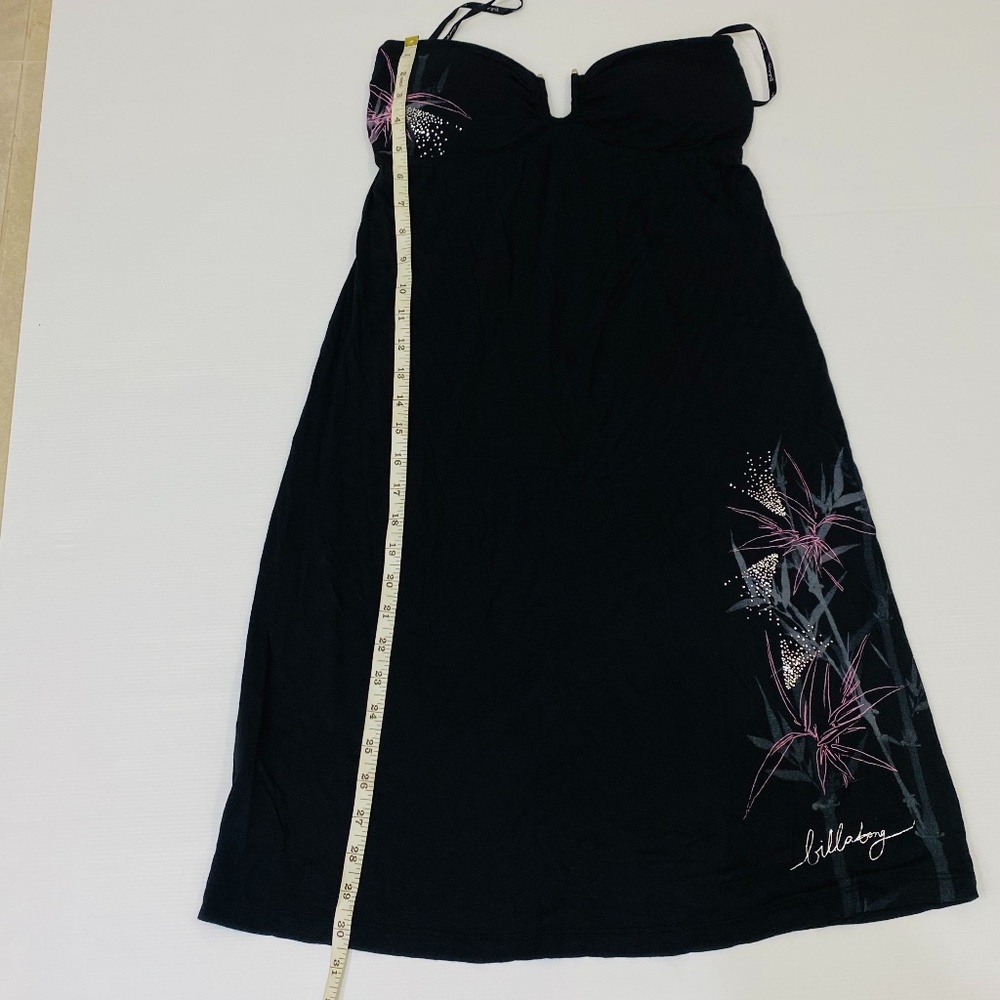 BILLABONG Womens Size 12 Black Pink Floral 100% Rayon Strapless Dress NEW - Picture 11 of 12